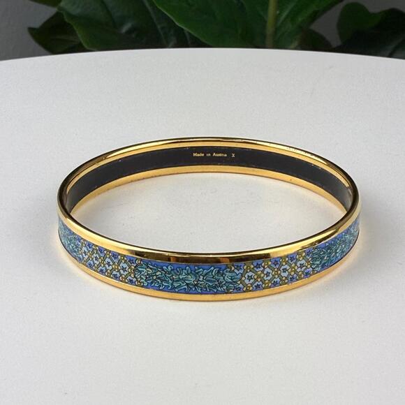 💎✨ Authentic Hermes Plated Narrow Bangle Bracelet Blue 7 3/4" - Picture 2 of 4